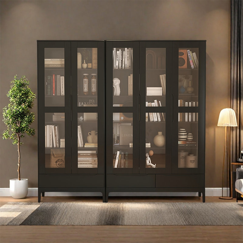Bibliothèque classique noire, (10 tablettes) H 76,77 po x l 78,74 po x P 15,75 p