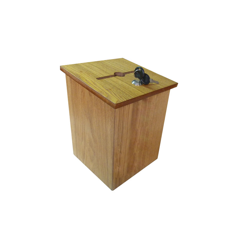 Lockable Light Brown Wood Freestanding Suggestion Box