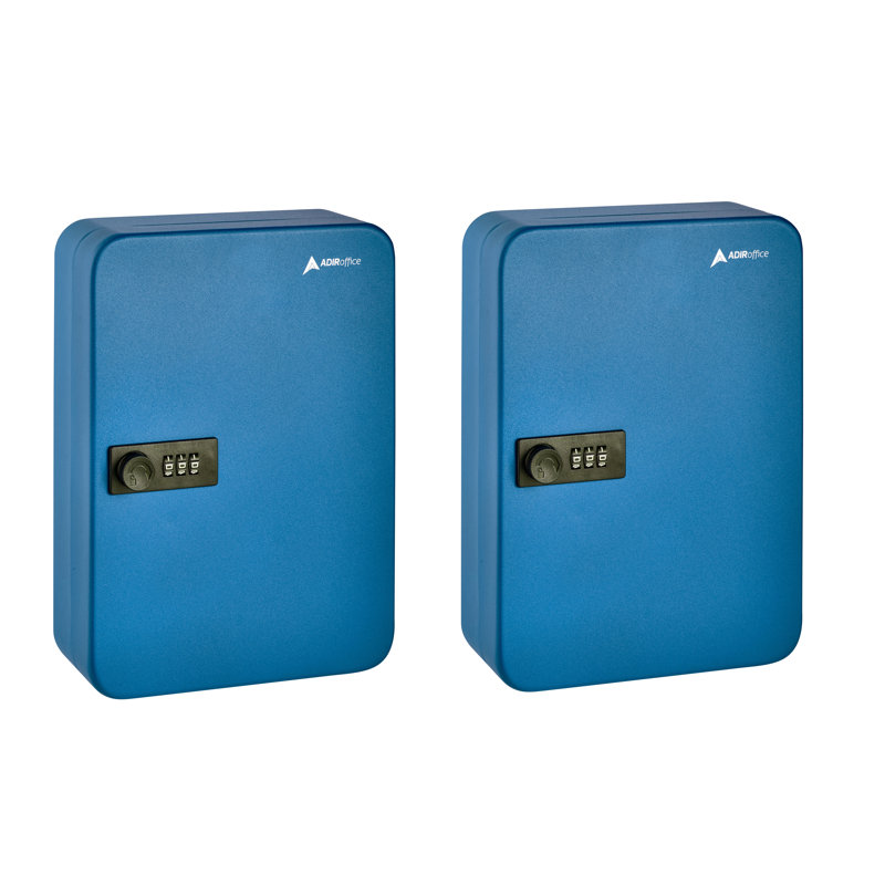 Blue Steel Wall-Mount Combination Lock Key Cabinet