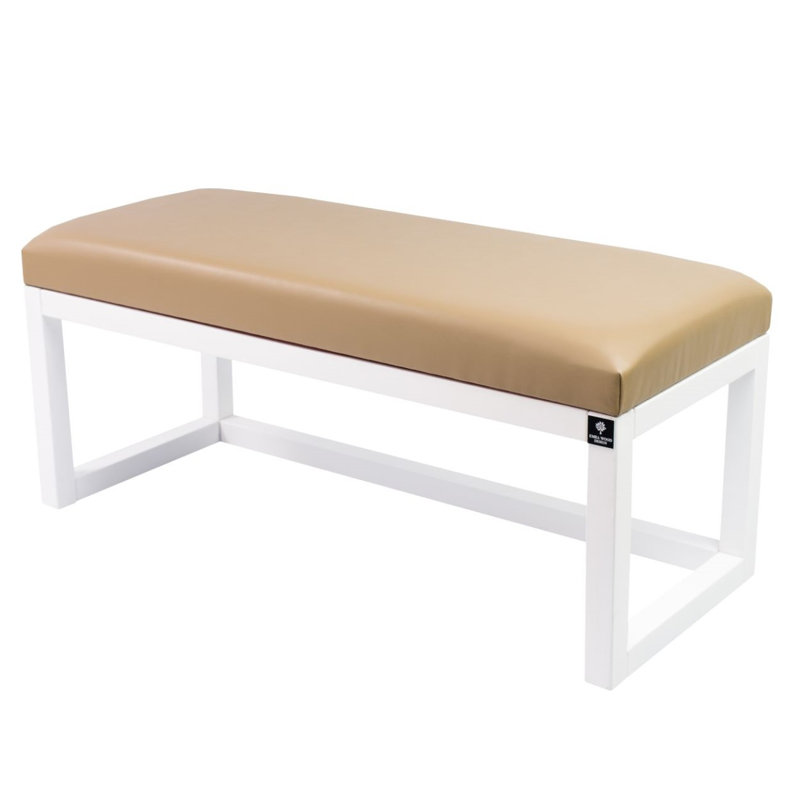 Faux Leather Upholstered Bench, Beige, 40cm H x 55cm W x 35cm D