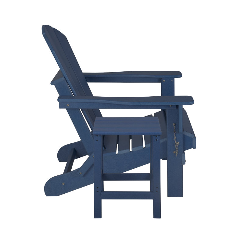Chaise Adirondack pliante en plastique avec table Laguna, Bleu marine