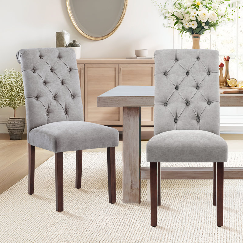 Chaises de salle à manger rembourrées Artemisia, Gris clair