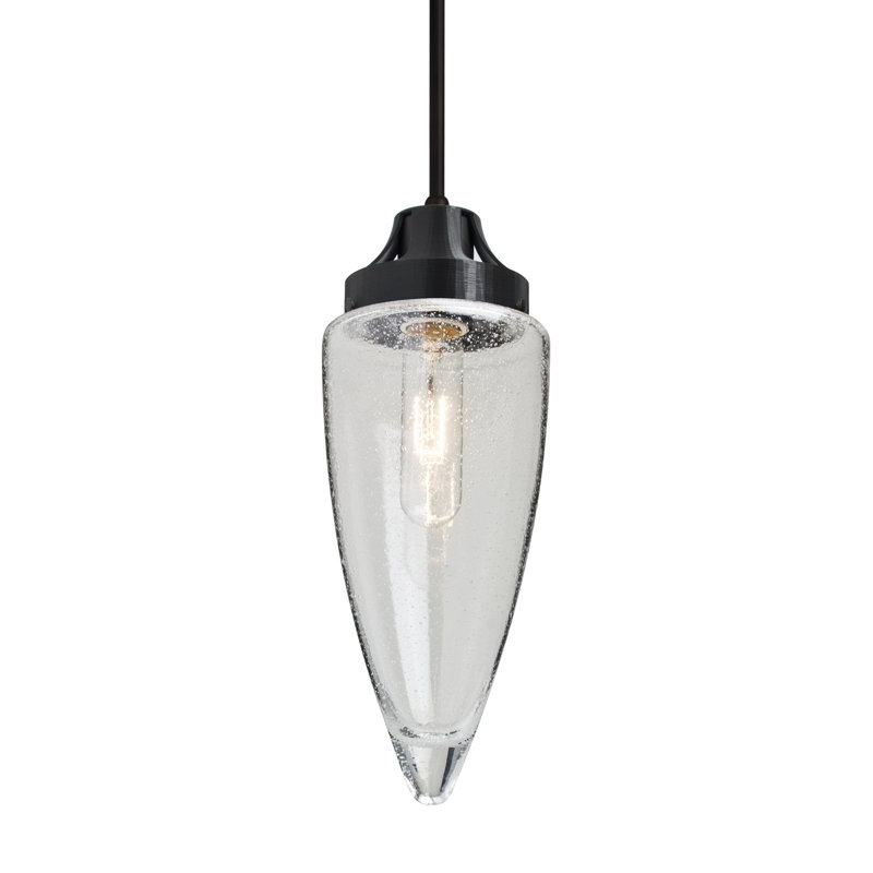 Luminaire suspendu 1 lumières simple urn Una, Bulle transparente, Noir