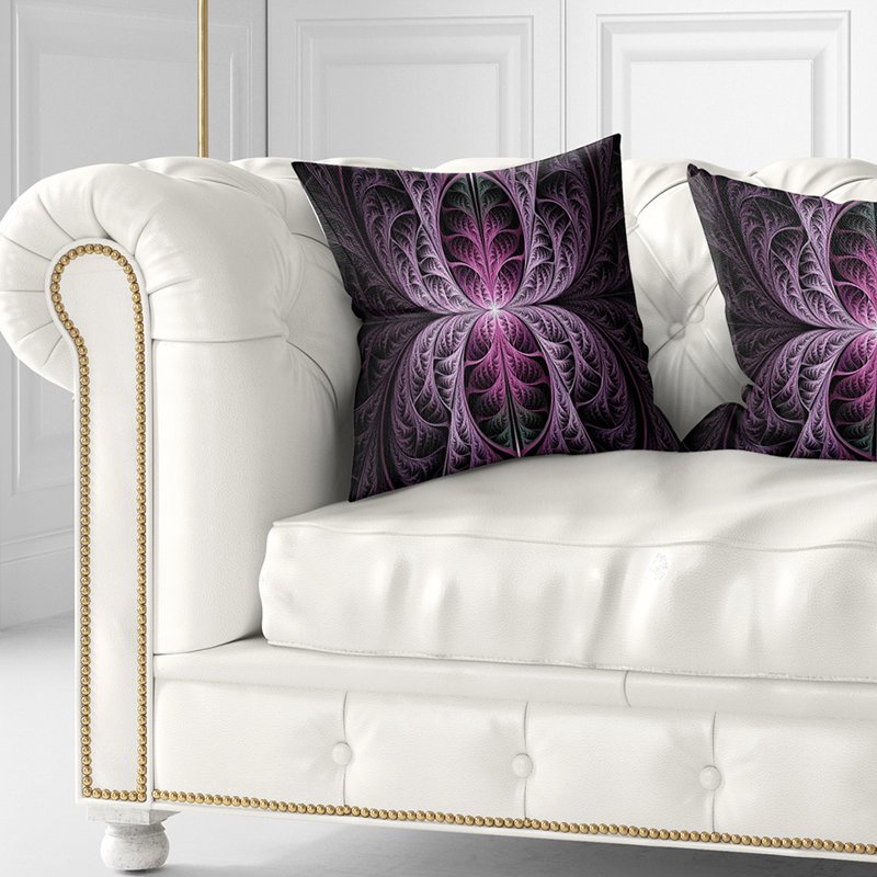 Vitrail fractal mauve mauve - coussin imprimé abstrait, 16 po x 1 po, Coussin décoratif