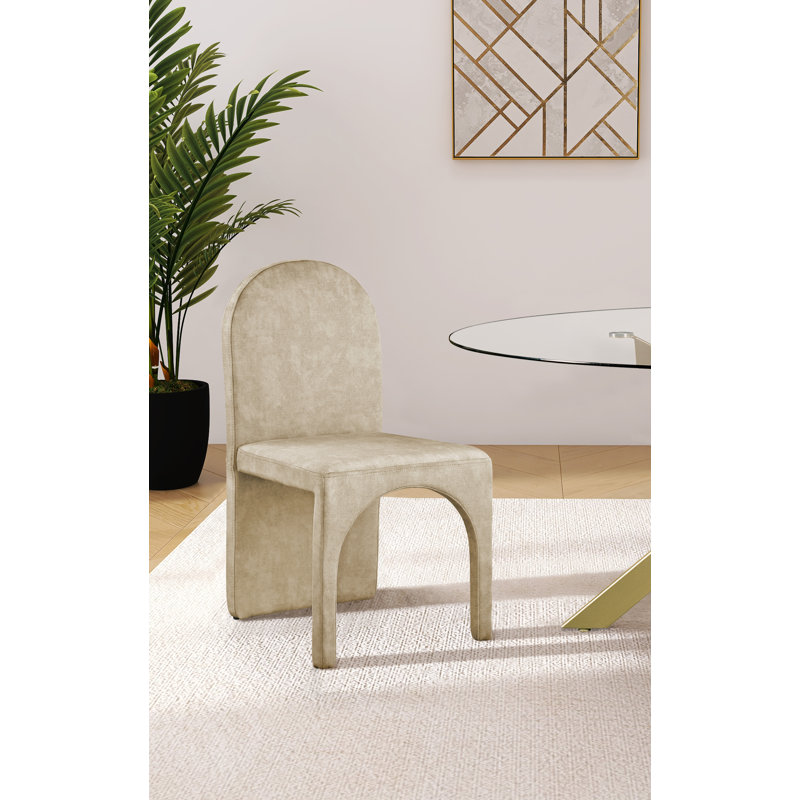 Carpathia 18.5'' H Velvet Upholstered Side Chair, Beige Velvet