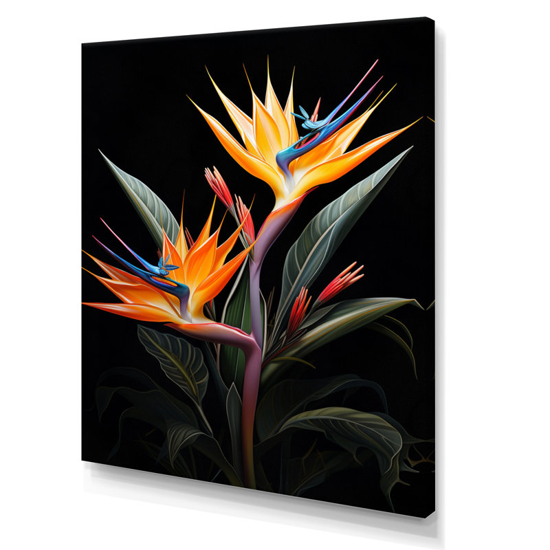 Oiseaux du paradis II - impressions murales florales et botaniques, Toile tendue, H 40 po x l 30 po x P 1,5 po