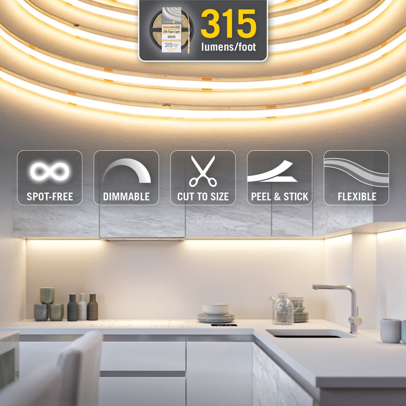 8 ft Soft White Dimmable LED Strip Light Tape