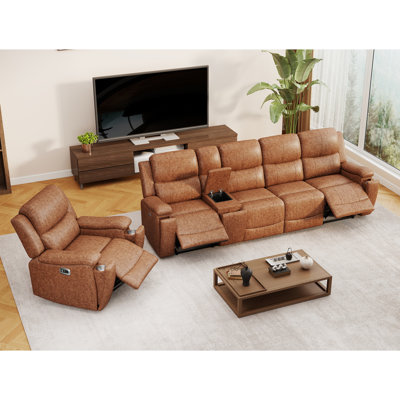Ensemble de salon moderne 3 pièces avec fauteuils inclinables électriques, porte-gobelets et rangements