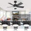 Ventilateur de plafond intelligent à 5 pales avec lumière, télécommande, moteur à courant continu réversible, pales à double finition-105501138