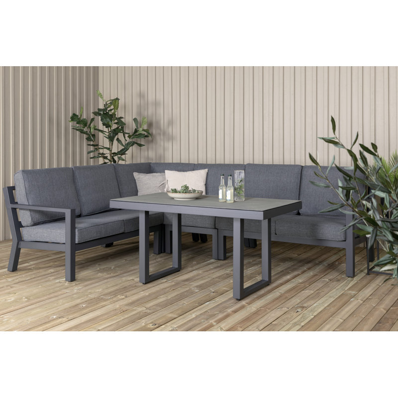 Iman-Zoya Metal 5 - Person Seating Group with Cushions, Black