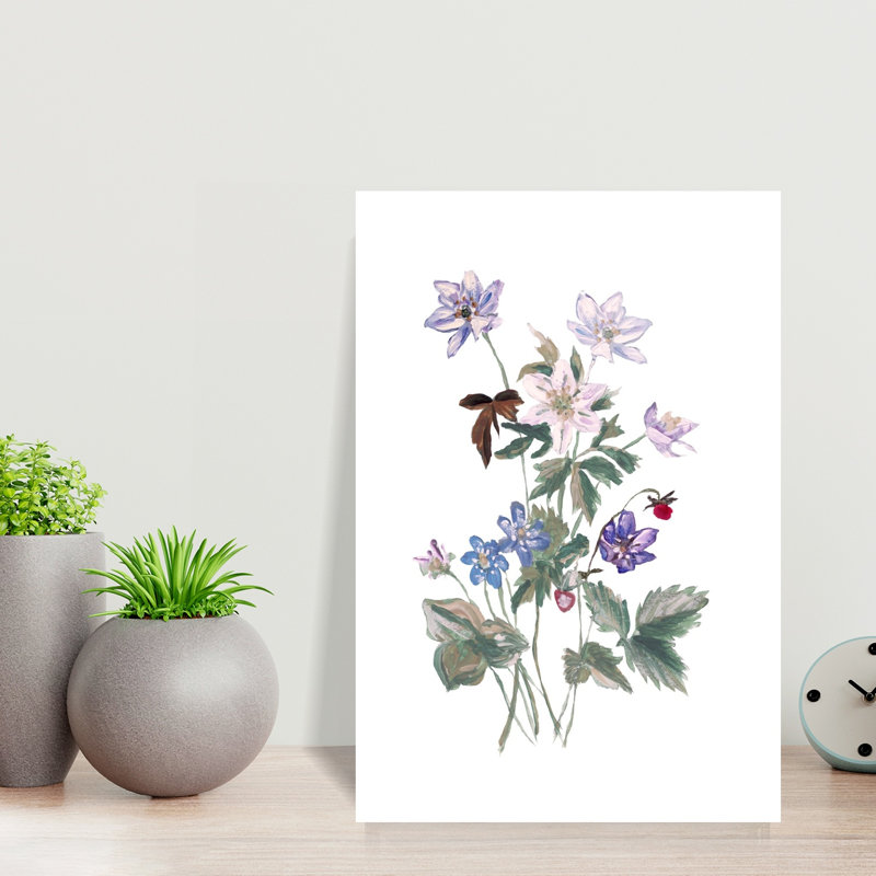 Fleur sauvage, aquarelle, bouquet, délicate fleur, art mural, 18" H x 12" W