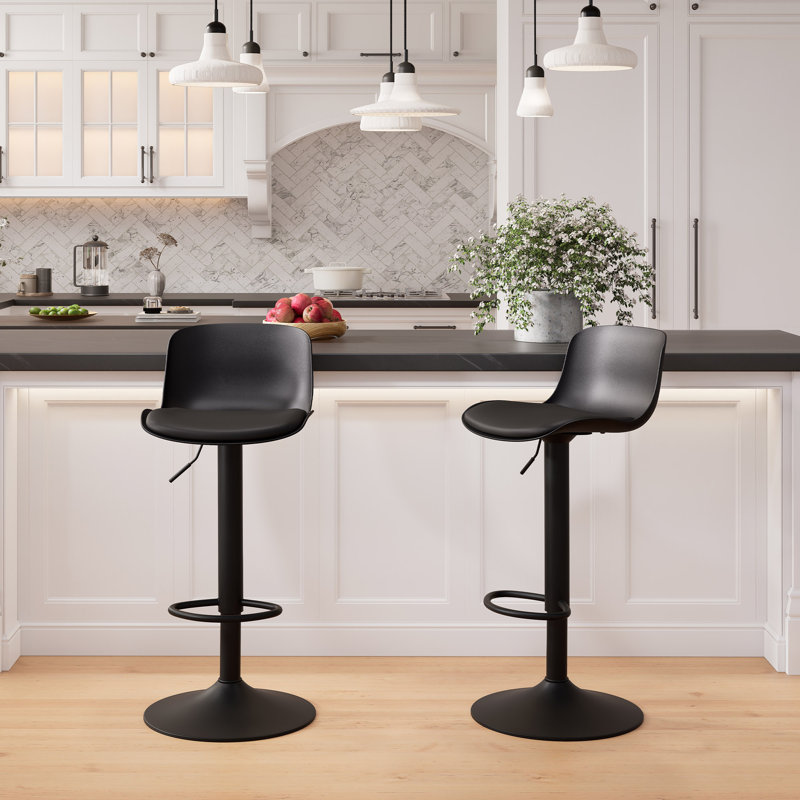 Height Adjustable Bar Stools, Modern Padded Counter Stools with Back, Easy Assembly Swivel Kitchen Island Stools with Footrest, Comfortable Bar Chairs