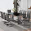 Table de salle à manger moderne et minimaliste. Le bureau en verre imitation marbre noir est équipé-1226958022