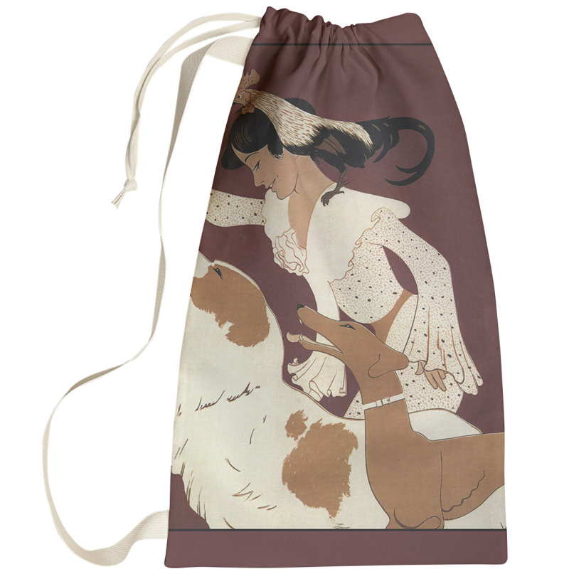 Sac à linge rétro pour chien, affiche, Grand (H 76,5 po x l 29,5 po x P 1,5 po), Vert