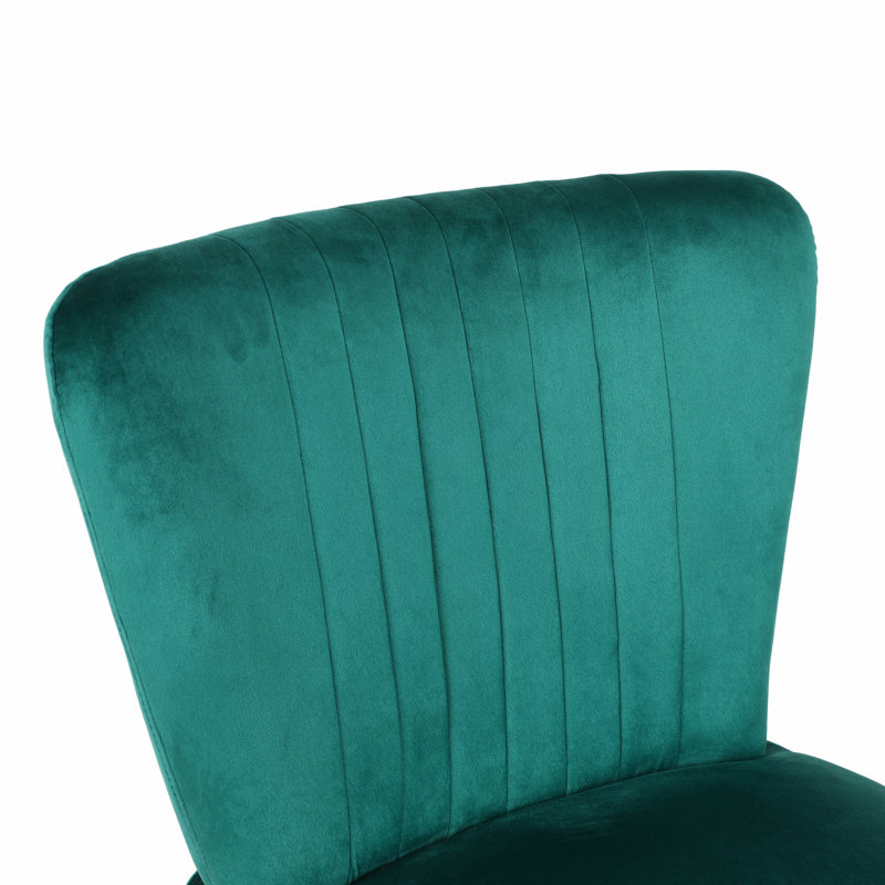 Trombly Velvet Slipper Chair, Green