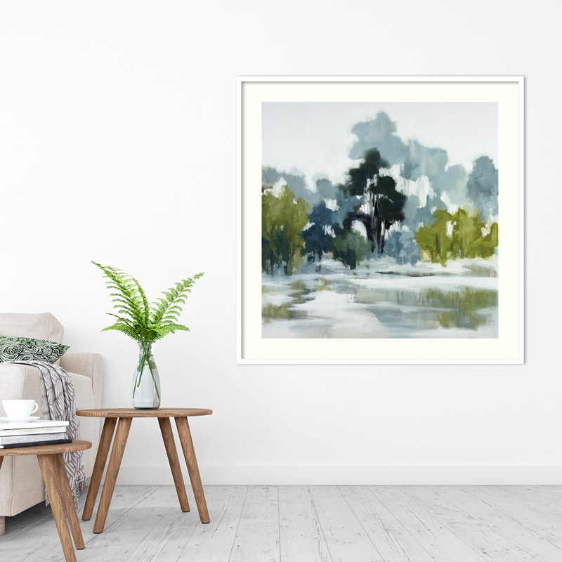 Geneve " Reflections " by Jacqueline Ellens Painting Print, Natural Framed Paper, 41" H x 41" W