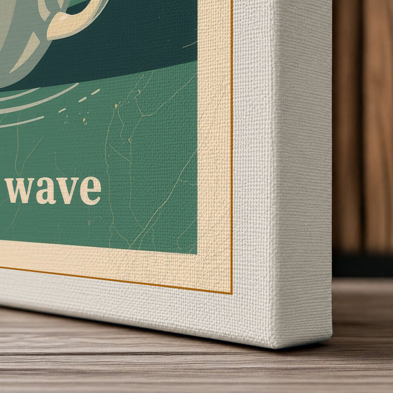 Coffee Wave Retro - Wrapped Canvas, 36x24 - 91.4 x 61.0 cm, Cream Border