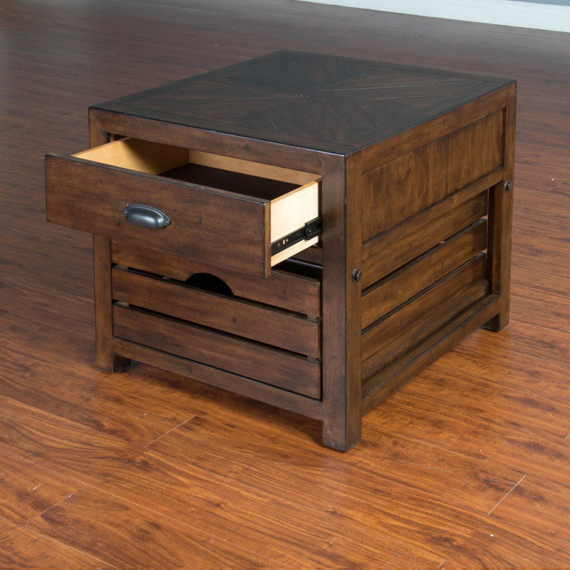 Hal Solid Wood End Table with Storage