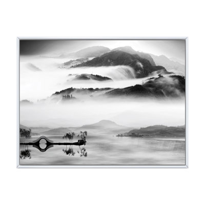 Chinese Monochrome Mountain Landscape - Single Picture Frame Photograph on Canvas