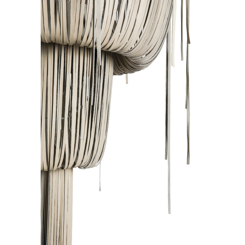 Leather Fringe Chandelier, 78" H x 32" W x 32" D, 5