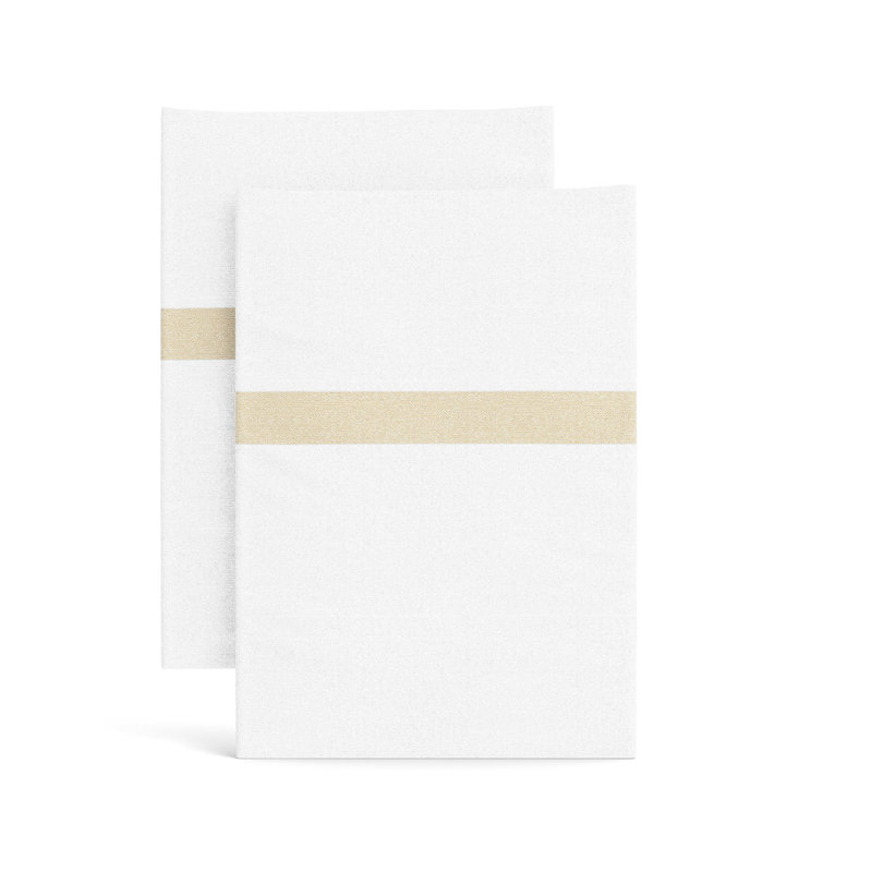 Ready-To-Bed 2.0 Cotton & Trim Pillowcases, King Pillowcases, White/Pumice