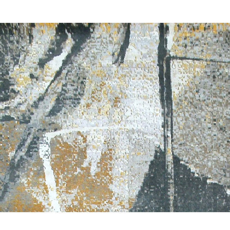 Handmade Silk and Wool Abstract Area Rug, Rectangle 10' x 14'