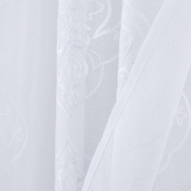 Panneau de rideau transparent brodé Deta, Blanc