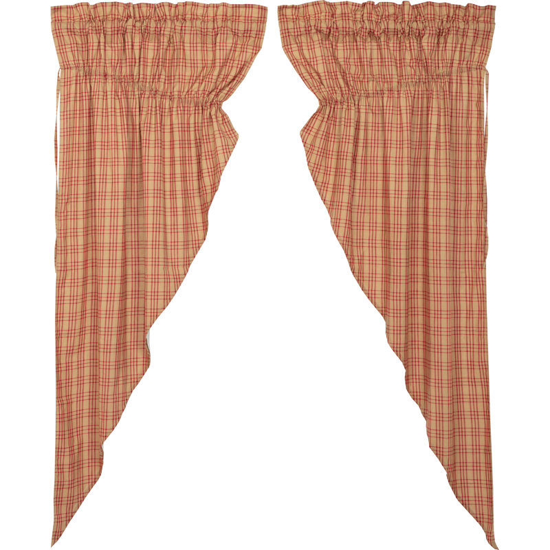 Jacqueline 100% Cotton Room Darkening Curtain Pair, Red, 36" W x 63" L