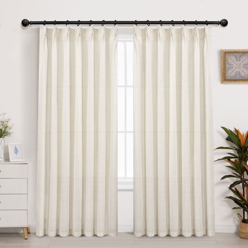 Schimmel Polyester Semi-Sheer Curtain, Light Linen, 50" W x 84" L