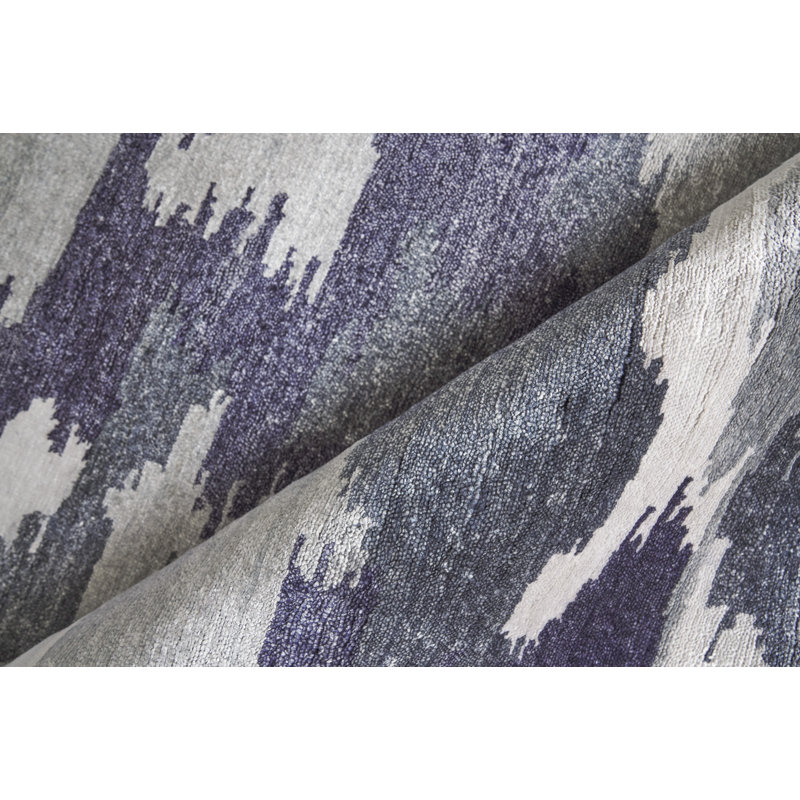 Bamboo Silk Area Rug in Navy Blue, Rectangle 6' x 9'