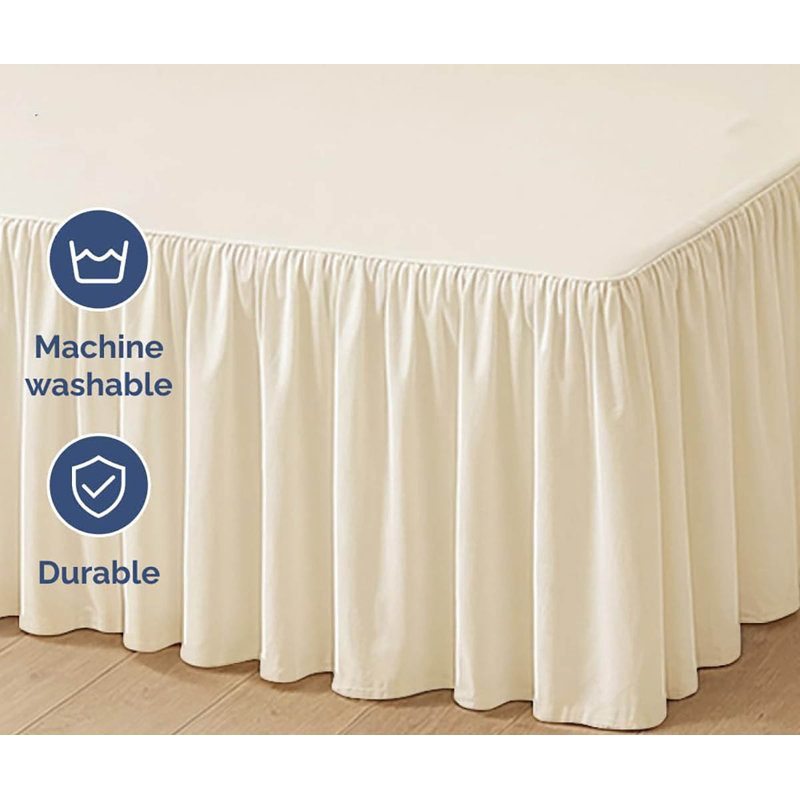 Full Size Ruffled Bed Skirt: 15-Inch Drop, Off White