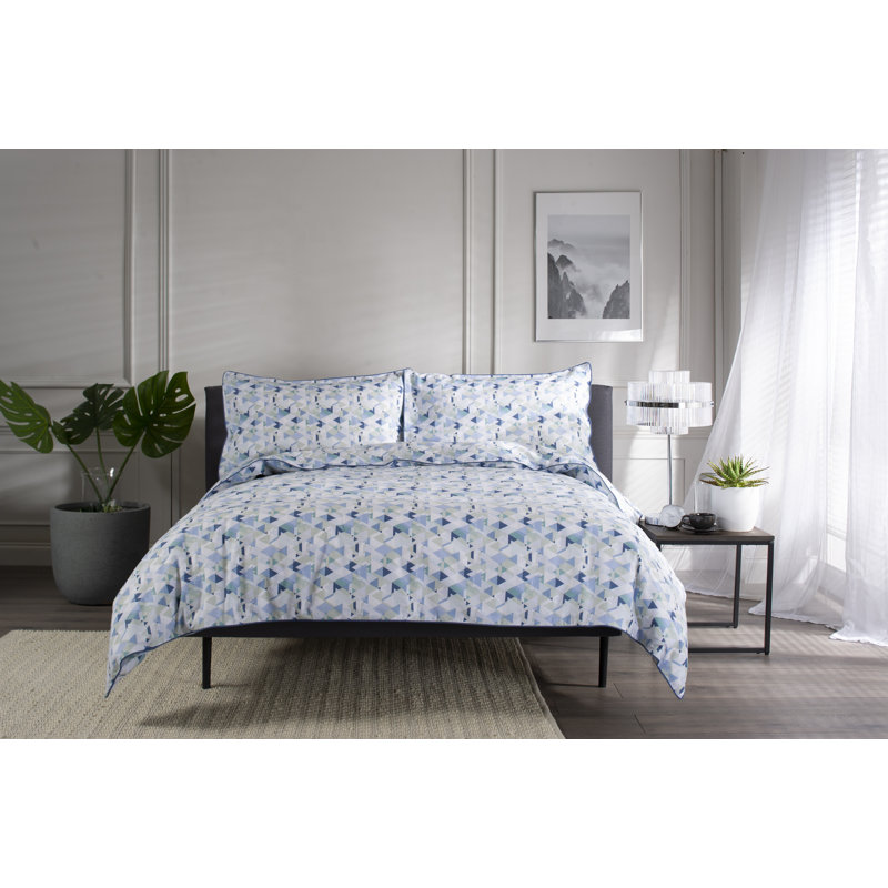 Geo Grey/Brown/White 144 TC Duvet Cover Set, Single - 1 Standard Pillowcase, Pink