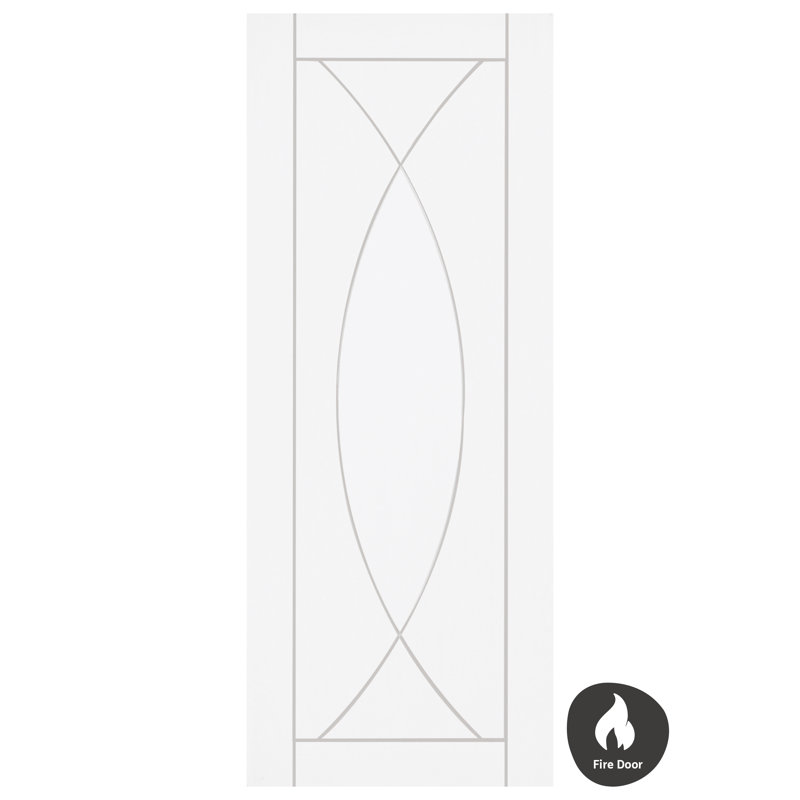 Internal White Primed Pesaro Fire Door, 1981mm H x 838mm W x 44mm D