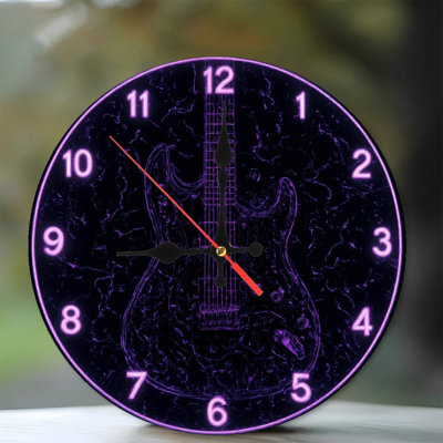 Chiffres de l'horloge de guitare mauve