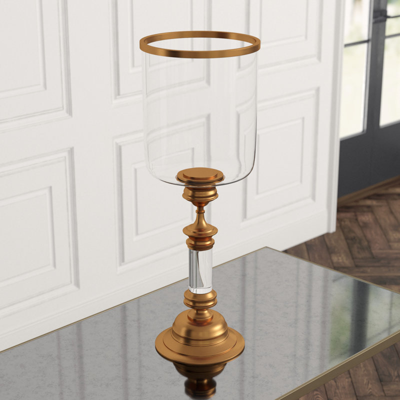 Estate Hurricane, 31" H x 11.25" W x 11.25" D , Antique Brass