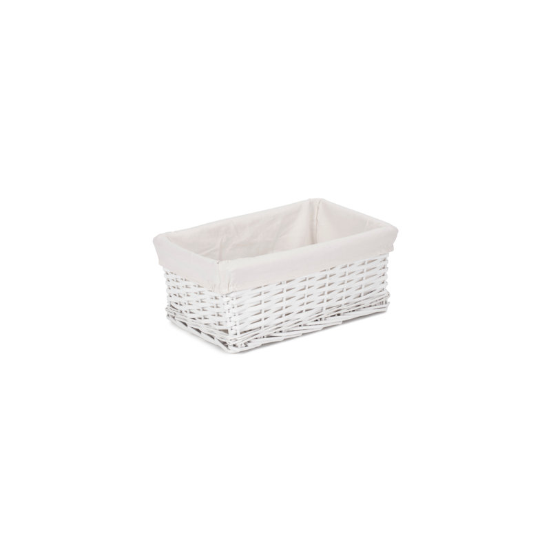 Shinde Wicker Lined Storage Basket, 15cm H x 35cm W x 25cm D, White