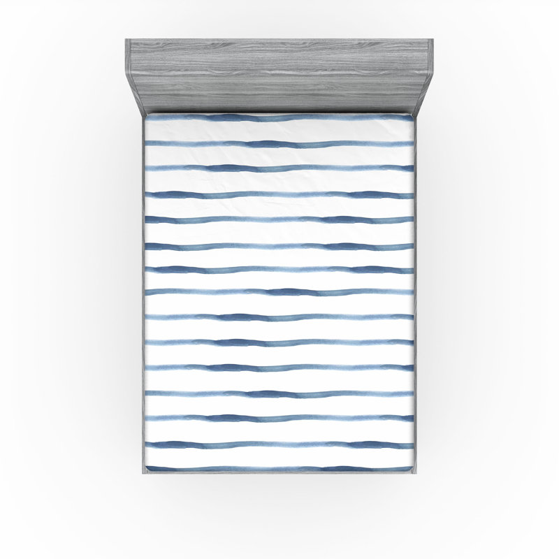 Drap-housse orange Ambesonne, Bleu ardoise pâle / rayures blanches, Drap-housse grand