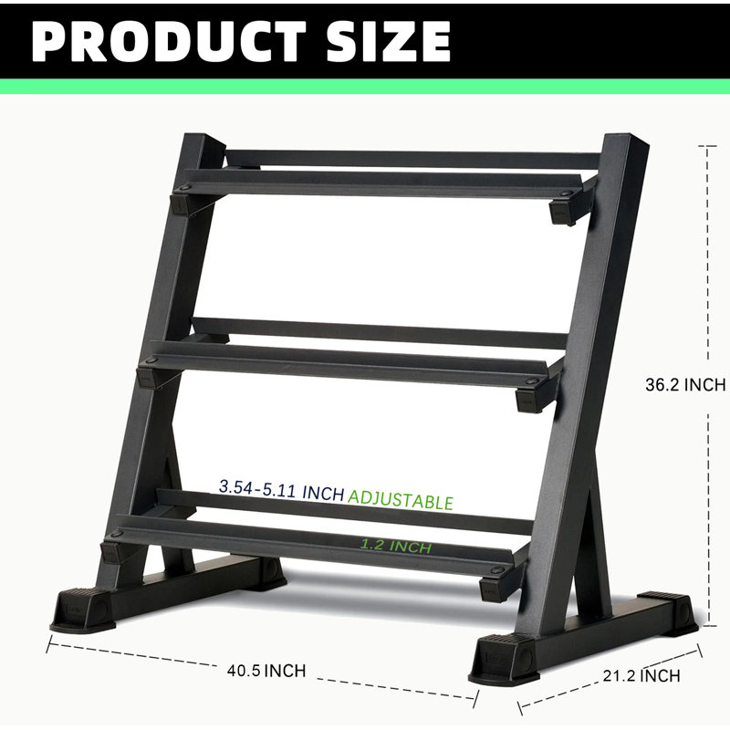 Support à haltères à 3 niveaux, capacité maximale de 1 100 lb, plusieurs tailles (40,5 po), organisateur de rangement pour poids lourds pour la gymnastique à domicile