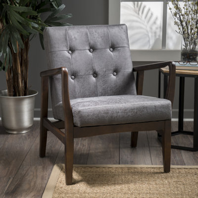 Fauteuil en similicuir capitonné l 26,75 po Amanni