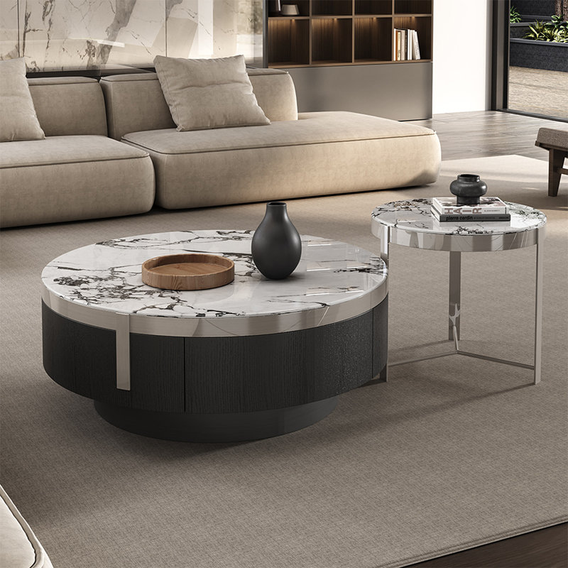 Table basse italienne ronde en marbre