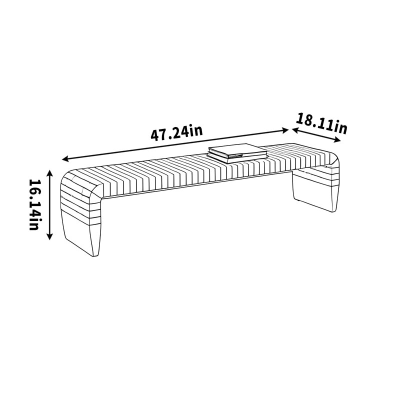 Banc de repos pour tabouret de vestiaire simple, H 16,14 po x l 47,24 po x P 18,11 po