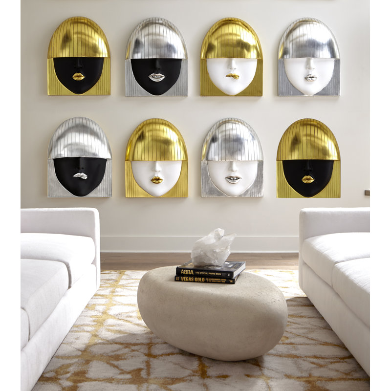 Fashion Faces Wall Décor, White/Silver Leaf