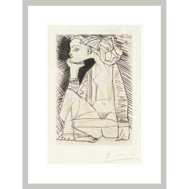 Frontispice de la jeune fille assise à l'enquêteur «Doctor Reventos» par Pablo Picasso, impression giclée encadrée