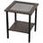 Outdoor Patio Brown PE Wicker Square Side Table with Built-in Glass & Shelf Storage