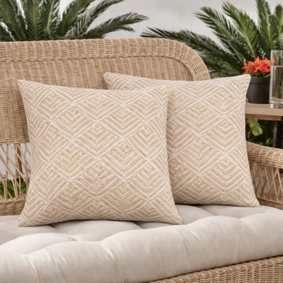 2 coussins d'extérieur de 18 po x 18 po avec coussins de patio pour le jardin, le porche et les meubles de piscine - RHOMBUSBEIGE
