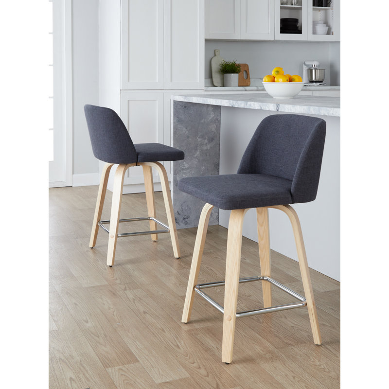 Toriano Swivel Upholstered Counter Stool, Blue