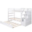 Lit superposé Twintwin avec 3 escaliers de rangement et lit gigogne blanc - Option de chambre spacieuse et pratique offrant des options de couchage polyvalentes-1965495569
