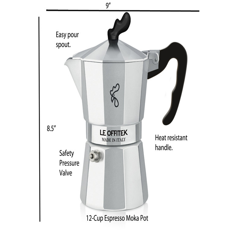 Lorren Home Trends Amika Made in Italy Classic Stovetop Espresso Maker, Italian Coffee, 12 Cup