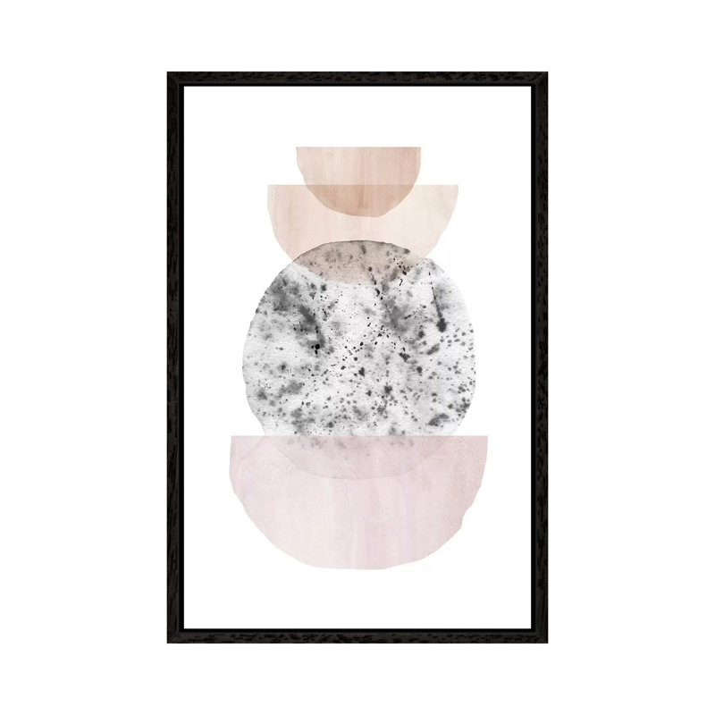 Abstract Geometric Shapes II - Painting on Canvas, 66.04cm H x 45.72cm W x 3.81cm D, Black Framed