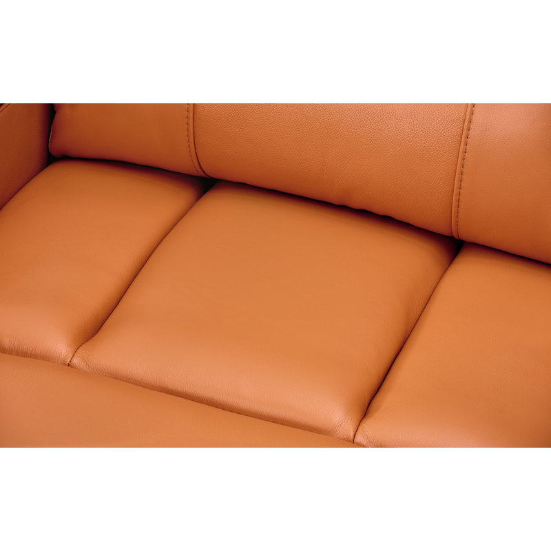Dual Power Top Grain Leather Home Theater Recliner with USB & Type-C Charging Ports, Orange